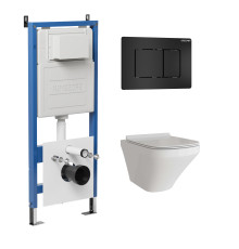 Комплект 3 в 1: Grossman инсталляция 900.K31.01.000+клавиша 700.K31.04.21M.21M черный матовый+унитаз GR-4440S