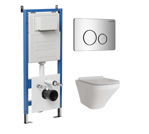 Комплект 3 в 1: Grossman инсталляция 900.K31.01.000+клавиша 700.K31.05.10M.10M хром глянцевый+унитаз GR-4440S