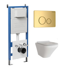 Комплект 3 в 1: Grossman инсталляция 900.K31.01.000+клавиша 700.K31.05.30M.30M золото глянцевый+унитаз GR-4440S