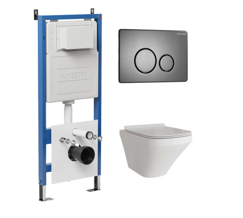 Комплект 3 в 1: Grossman инсталляция 900.K31.01.000+клавиша 700.K31.05.42M.42M графит сатиновый+унитаз GR-4440S