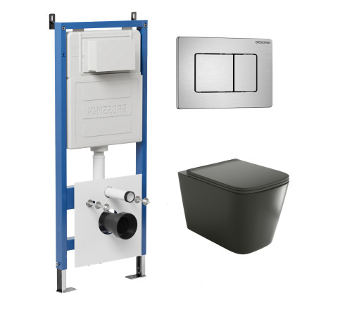 Комплект 3 в 1: Grossman инсталляция 900.K31.01.000+клавиша 700.K31.04.12M.12M хром сатиновый+унитаз GR-4441BMS