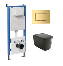 Комплект 3 в 1: Grossman инсталляция 900.K31.01.000+клавиша 700.K31.04.30M.30M золото глянцевый+унитаз GR-4441BMS