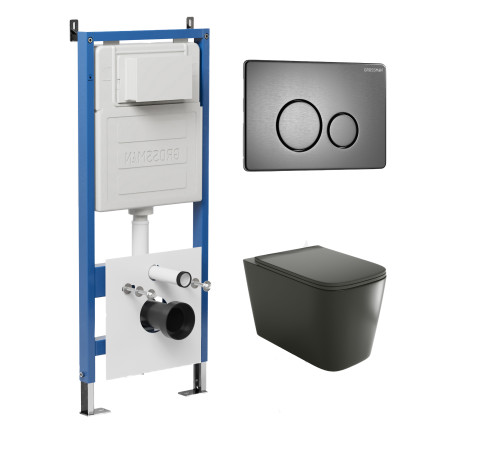 Комплект 3 в 1: Grossman инсталляция 900.K31.01.000+клавиша 700.K31.05.42M.42M графит сатиновый+унитаз GR-4441BMS