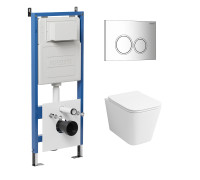 Комплект 3 в 1: Grossman инсталляция 900.K31.01.000+клавиша 700.K31.01.100.100 хром глянцевый+унитаз GR-4441S