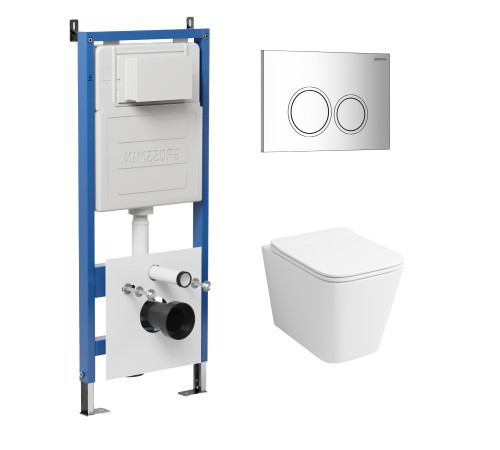 Комплект 3 в 1: Grossman инсталляция 900.K31.01.000+клавиша 700.K31.01.100.100 хром глянцевый+унитаз GR-4441S