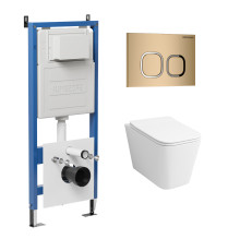 Комплект 3 в 1: Grossman инсталляция 900.K31.01.000+клавиша 700.K31.02.310.310 золото матовый+унитаз GR-4441S