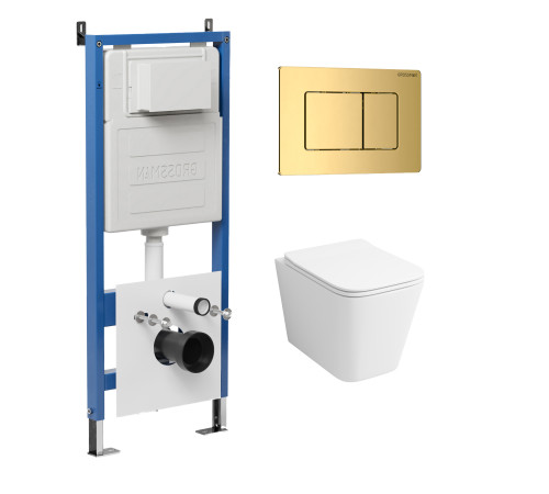 Комплект 3 в 1: Grossman инсталляция 900.K31.01.000+клавиша 700.K31.04.30M.30M золото глянцевый+унитаз GR-4441S