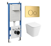 Комплект 3 в 1: Grossman инсталляция 900.K31.01.000+клавиша 700.K31.05.30M.30M золото глянцевый+унитаз GR-4441S