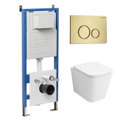 Комплект 3 в 1: Grossman инсталляция 900.K31.01.000+клавиша 700.K31.05.32M.32M золото сатиновый+унитаз GR-4441S