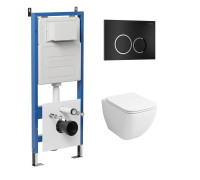 Комплект 3 в 1: Grossman инсталляция 900.K31.01.000+клавиша 700.K31.01.210.210 черный матовый+унитаз GR-4447S