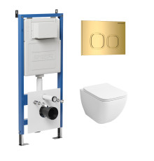 Комплект 3 в 1: Grossman инсталляция 900.K31.01.000+клавиша 700.K31.02.300.300 золото глянцевый+унитаз GR-4447S