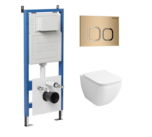 Комплект 3 в 1: Grossman инсталляция 900.K31.01.000+клавиша 700.K31.02.310.310 золото матовый+унитаз GR-4447S