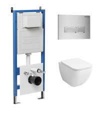 Комплект 3 в 1: Grossman инсталляция 900.K31.01.000+клавиша 700.K31.03.110.110 хром матовый+унитаз GR-4447S