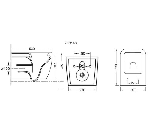 Комплект 3 в 1: Grossman инсталляция 900.K31.01.000+клавиша 700.K31.04.42M.42M графит сатиновый+унитаз GR-4447S