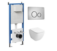 Комплект 3 в 1: Grossman инсталляция 900.K31.01.000+клавиша 700.K31.05.12M.12M хром сатиновый+унитаз GR-4447S