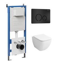 Комплект 3 в 1: Grossman инсталляция 900.K31.01.000+клавиша 700.K31.05.21M.21M черный матовый+унитаз GR-4447S