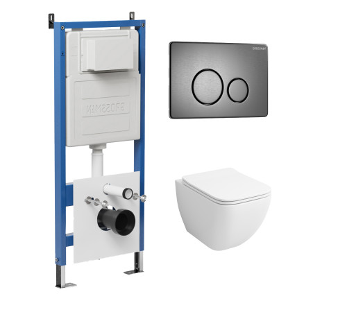 Комплект 3 в 1: Grossman инсталляция 900.K31.01.000+клавиша 700.K31.05.42M.42M графит сатиновый+унитаз GR-4447S