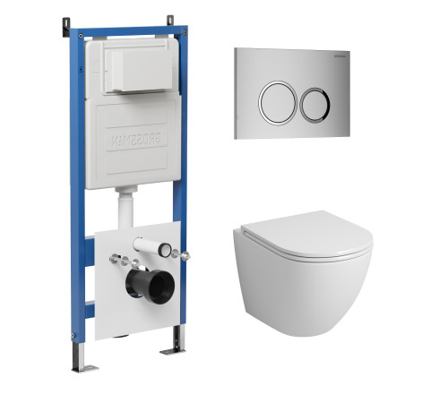 Комплект 3 в 1: Grossman инсталляция 900.K31.01.000+клавиша 700.K31.01.110.110 хром матовый+унитаз GR-4455S