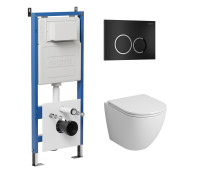 Комплект 3 в 1: Grossman инсталляция 900.K31.01.000+клавиша 700.K31.01.210.210 черный матовый+унитаз GR-4455SQ