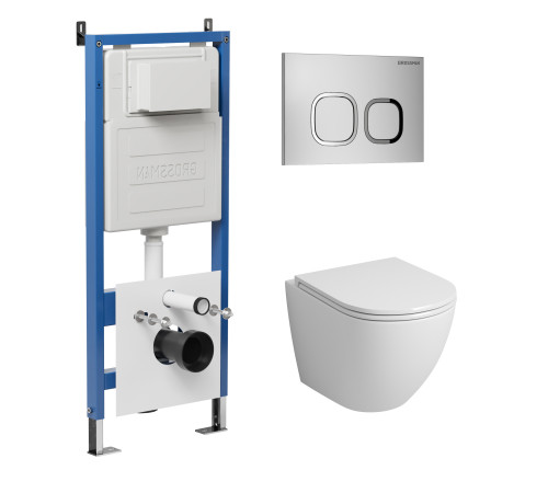 Комплект 3 в 1: Grossman инсталляция 900.K31.01.000+клавиша 700.K31.02.110.110 хром матовый+унитаз GR-4455S