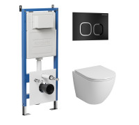 Комплект 3 в 1: Grossman инсталляция 900.K31.01.000+клавиша 700.K31.02.210.210 черный матовый+унитаз GR-4455S