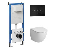 Комплект 3 в 1: Grossman инсталляция 900.K31.01.000+клавиша 700.K31.03.210.210 черный матовый+унитаз GR-4455SQ