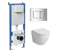 Комплект 3 в 1: Grossman инсталляция 900.K31.01.000+клавиша 700.K31.04.10M.10M хром глянцевый+унитаз GR-4455SQ