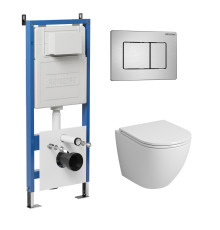 Комплект 3 в 1: Grossman инсталляция 900.K31.01.000+клавиша 700.K31.04.12M.12M хром сатиновый+унитаз GR-4455S