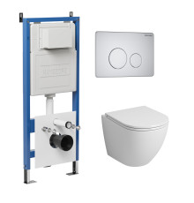 Комплект 3 в 1: Grossman инсталляция 900.K31.01.000+клавиша 700.K31.05.01M.01M белый матовый+унитаз GR-4455S