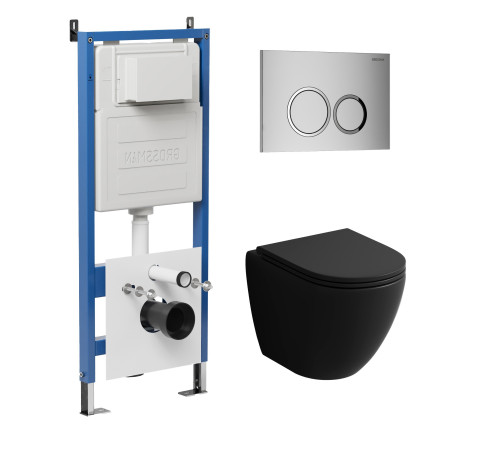 Комплект 3 в 1: Grossman инсталляция 900.K31.01.000+клавиша 700.K31.01.110.110 хром матовый+унитаз GR-4455BMSQ