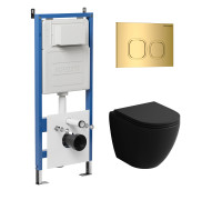 Комплект 3 в 1: Grossman инсталляция 900.K31.01.000+клавиша 700.K31.02.300.300 золото глянцевый+унитаз GR-4455BMSQ