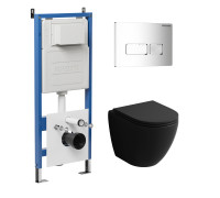 Комплект 3 в 1: Grossman инсталляция 900.K31.01.000+клавиша 700.K31.03.100.100 хром глянцевый+унитаз GR-4455BMSQ