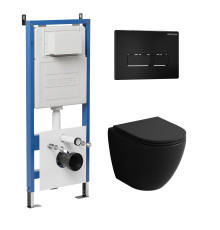 Комплект 3 в 1: Grossman инсталляция 900.K31.01.000+клавиша 700.K31.03.210.210 черный матовый+унитаз GR-4455BMSQ
