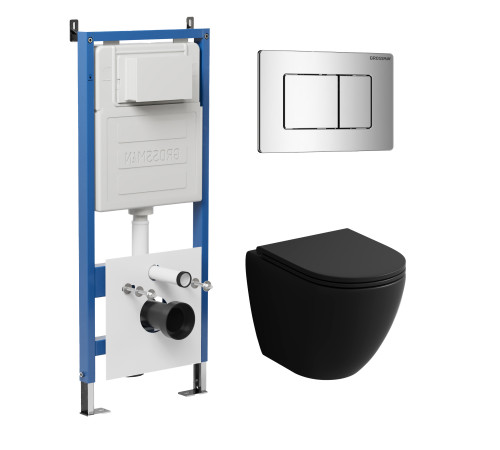 Комплект 3 в 1: Grossman инсталляция 900.K31.01.000+клавиша 700.K31.04.10M.10M хром глянцевый+унитаз GR-4455BMS