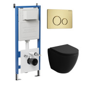 Комплект 3 в 1: Grossman инсталляция 900.K31.01.000+клавиша 700.K31.05.32M.32M золото сатиновый+унитаз GR-4455BMSQ