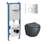 Комплект 3 в 1: Grossman инсталляция 900.K31.01.000+клавиша 700.K31.01.100.100 хром глянцевый+унитаз GR-4455GMS