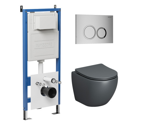 Комплект 3 в 1: Grossman инсталляция 900.K31.01.000+клавиша 700.K31.01.110.110 хром матовый+унитаз GR-4455GMS