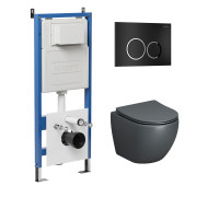 Комплект 3 в 1: Grossman инсталляция 900.K31.01.000+клавиша 700.K31.01.210.210 черный матовый+унитаз GR-4455GMS