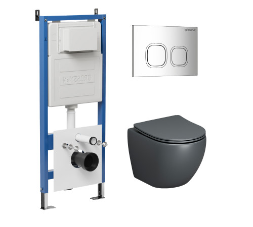 Комплект 3 в 1: Grossman инсталляция 900.K31.01.000+клавиша 700.K31.02.100.100 хром глянцевый+унитаз GR-4455GMS