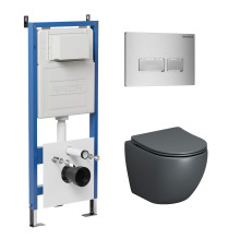 Комплект 3 в 1: Grossman инсталляция 900.K31.01.000+клавиша 700.K31.03.110.110 хром матовый+унитаз GR-4455GMS