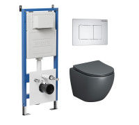 Комплект 3 в 1: Grossman инсталляция 900.K31.01.000+клавиша 700.K31.04.01M.01M белый матовый+унитаз GR-4455GMS