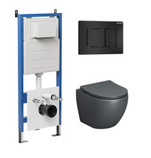 Комплект 3 в 1: Grossman инсталляция 900.K31.01.000+клавиша 700.K31.04.21M.21M черный матовый+унитаз GR-4455GMS
