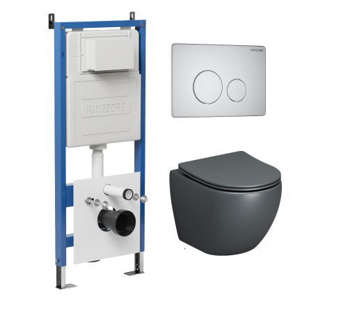 Комплект 3 в 1: Grossman инсталляция 900.K31.01.000+клавиша 700.K31.05.01M.01M белый матовый+унитаз GR-4455GMS