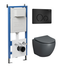 Комплект 3 в 1: Grossman инсталляция 900.K31.01.000+клавиша 700.K31.05.21M.21M черный матовый+унитаз GR-4455GMS
