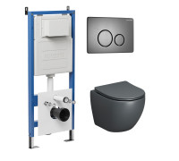 Комплект 3 в 1: Grossman инсталляция 900.K31.01.000+клавиша 700.K31.05.42M.42M графит сатиновый+унитаз GR-4455GMS