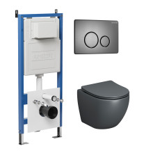 Комплект 3 в 1: Grossman инсталляция 900.K31.01.000+клавиша 700.K31.05.42M.42M графит сатиновый+унитаз GR-4455GMS