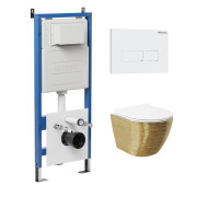 Комплект 3 в 1: Grossman инсталляция 900.K31.01.000+клавиша 700.K31.03.000.000 белый+унитаз GR-4455GWS