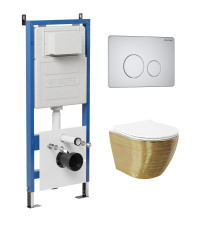 Комплект 3 в 1: Grossman инсталляция 900.K31.01.000+клавиша 700.K31.05.01M.01M белый матовый+унитаз GR-4455GWS