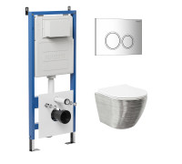 Комплект 3 в 1: Grossman инсталляция 900.K31.01.000+клавиша 700.K31.01.100.100 хром глянцевый+унитаз GR-4455SWS