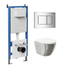 Комплект 3 в 1: Grossman инсталляция 900.K31.01.000+клавиша 700.K31.04.10M.10M хром глянцевый+унитаз GR-4455SWS